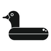Black inflatable duck toy floating on water surface vector