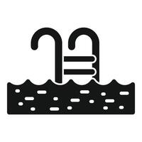 Swimming pool with metal ladder icon showing recreation and relaxation vector