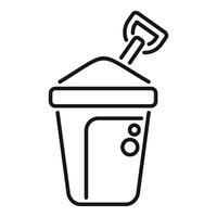 Simple line drawing of a bucket and shovel for building sandcastles vector