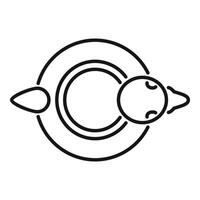 Spaceship flying around earth minimal line art icon vector