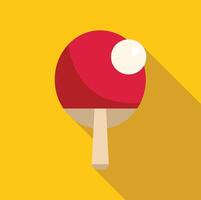 Red ping pong paddle with ball is casting shadow on yellow background vector