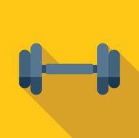 Blue dumbbell casting a long shadow on yellow background for fitness concept vector