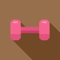 Pink dumbbell casting a long shadow on brown background vector