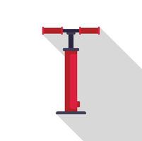 Red manual air pump with long shadow on white background vector