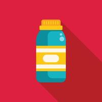 Blue bottle with yellow label on red background representing cleaning product vector