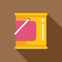 Yellow paint can with pink label and white handle casting a shadow vector