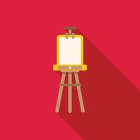Wooden easel with blank canvas standing on red background vector