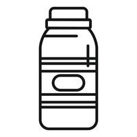 Line icon style illustration of a reusable water bottle with label vector