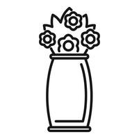 Bouquet of flowers standing in a tall vase line icon design vector