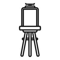 Wooden easel standing with blank canvas for painting vector