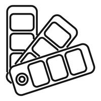Designer holding color palette choosing color for design project vector