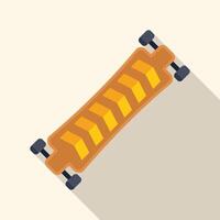 Longboard skateboard deck with yellow stripes and black wheels illustration vector