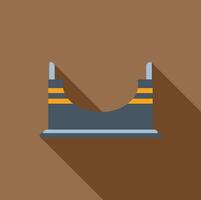 Empty skateboard ramp casting long shadow on brown background vector