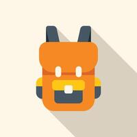 Orange backpack standing up with long shadow vector