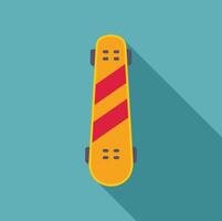 Yellow longboard skateboard with red stripes casting shadow vector