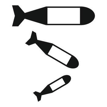 Three bombs falling down in different positions vector