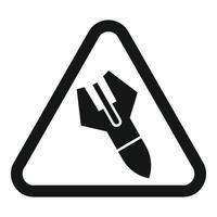 Warning sign with falling bomb inside triangle vector
