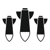 Three nuclear bombs increasing in size representing danger vector