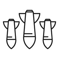 Three different size atomic bombs representing growing danger vector