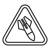 Warning sign featuring a falling bomb for military operations vector