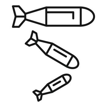 Set of three different size bombs falling from sky vector