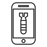 Smartphone showing bomb threatening message using thin line icon design vector
