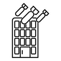Three bombs falling on a keyboard representing cyber warfare vector