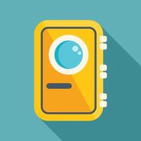 Yellow action camera showing lens and side buttons vector