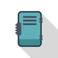 Closed personal diary with bookmark showing long shadow vector