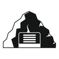 Black silhouetted icon of a mining entrance with a ventilation system vector