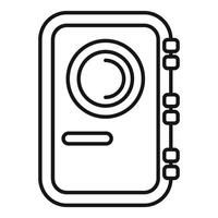 Action camera showing lens and side buttons icon outline style vector