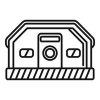 Space capsule docking station with entrance hatch on platform vector