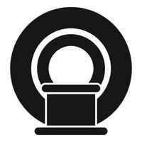 Magnetic resonance imaging scanner front view showing patient bed vector
