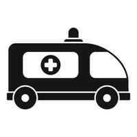 Black ambulance car icon, side view, transporting patient vector