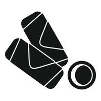 Spring rolls served with soy sauce icon, simple style vector