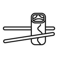 Sushi roll being picked up with chopsticks icon vector