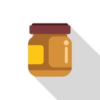 Glass jar with brown substance and yellow label is being isolated on white background vector