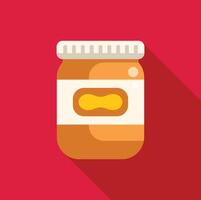 Glass jar full of peanut butter with long shadow vector
