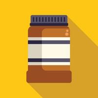 Closed brown jar with blank label is standing on yellow background vector