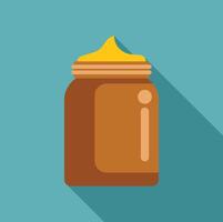 Glass jar with peanut butter and long shadow vector