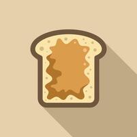 Single slice of white bread with peanut butter drizzled on top vector