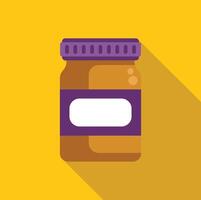 Glass jar with blank label showing long shadow on yellow background vector