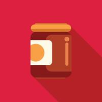 Glass jar with jam, preserves, honey or peanut butter on a colored background vector