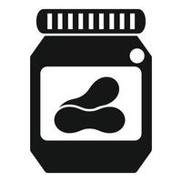 Glass jar with peanuts and label for peanut butter vector