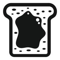 Slice of toast with jam minimalist black and white icon vector