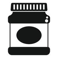 Black and white icon style illustration of a storage jar with blank label for branding vector