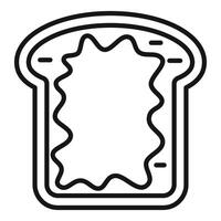 Slice of white bread with jam minimalist lineart icon vector