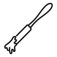 Silicone kitchen brush spreading sauce with long handle line icon vector