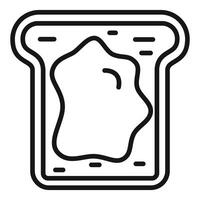 Slice of white bread covered with jam minimalist line art icon vector