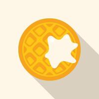 Delicious waffle with butter melting on top minimalist illustration vector